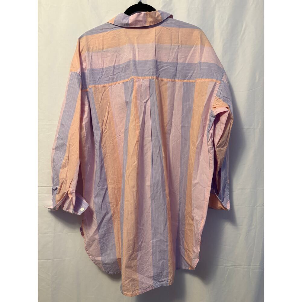 Decjuba Petra Oversized Top Lilac Orange Pink Pastel Striped Shirt Sz 8/10 - Picture 2 of 5